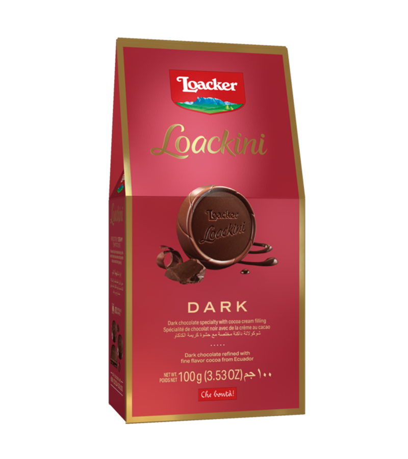 Loacker dark chocolate and hazlenut wafers 100g box